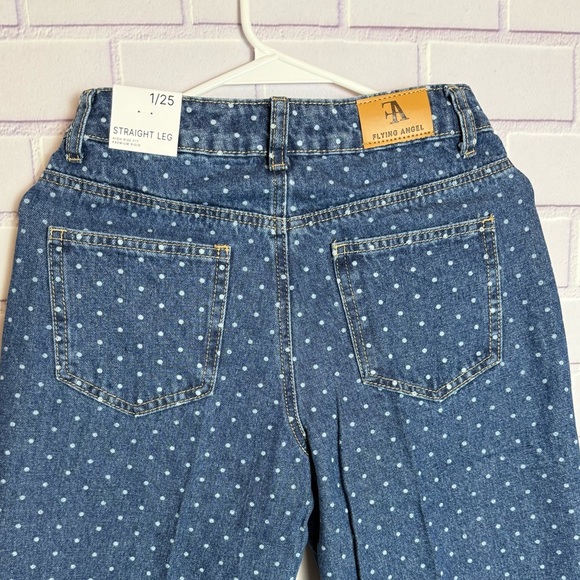 FLYING ANGEL Polka Dot High Waist Straight Leg Jeans/size 1(25) - Picture 8 of 9